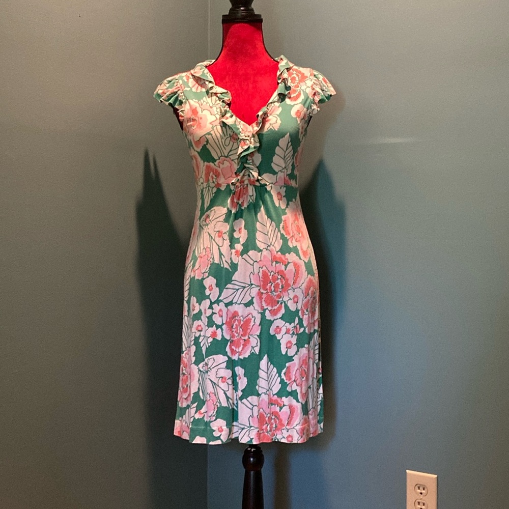 Lilly Pulitzer Green and Pink Floral Dress